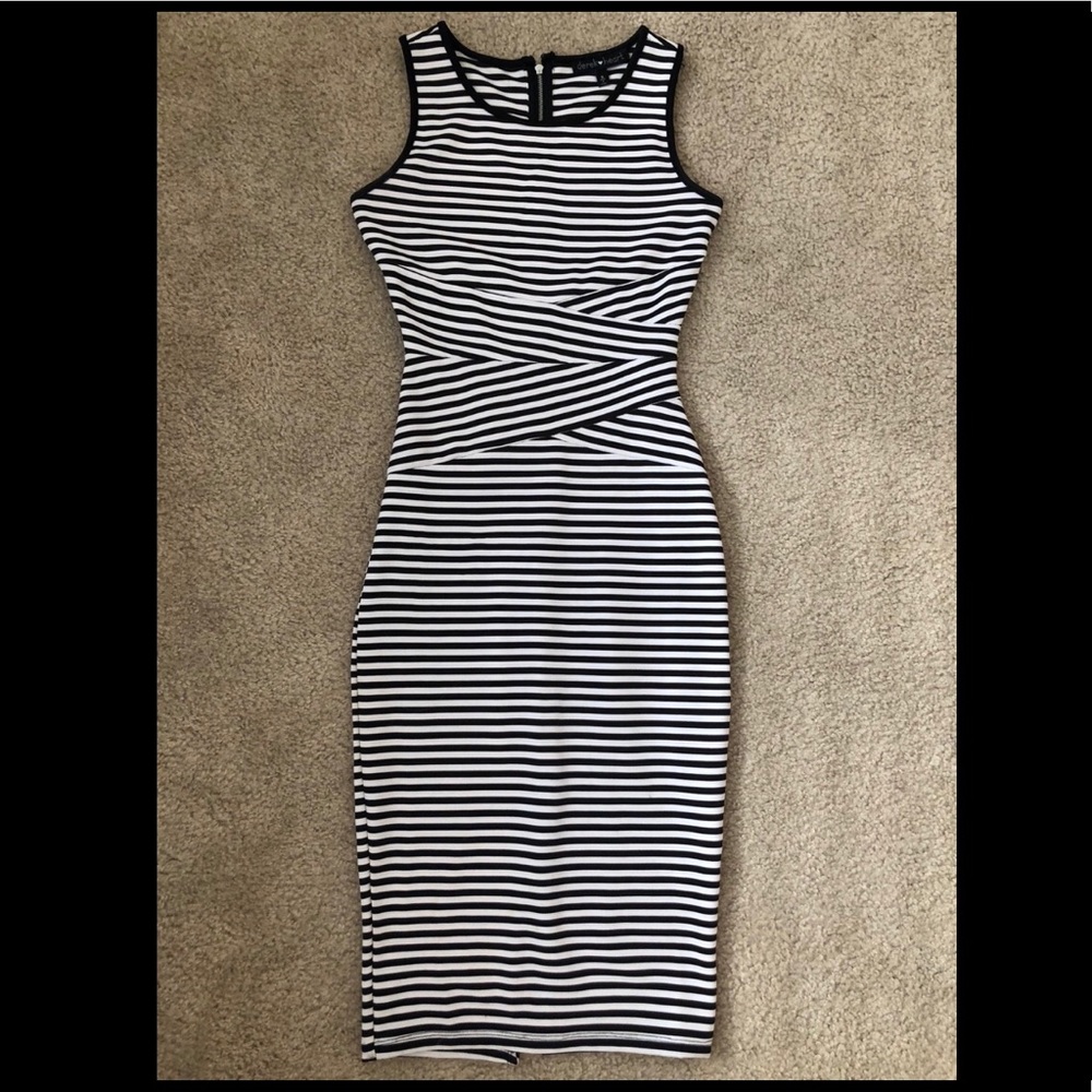 Fitted Black and white stripped dress